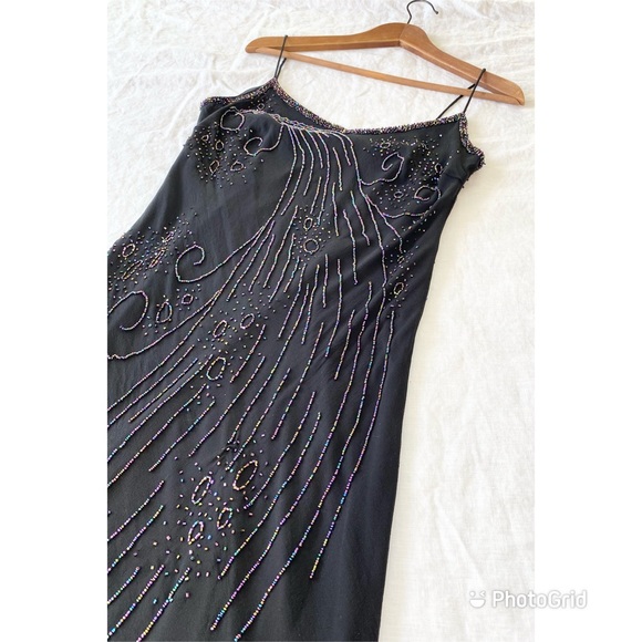 Jora Collection Silk Beaded Spaghetti Strap Formal Dress - Picture 5 of 16